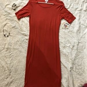 NWT LuLaRoe Julia Dress coral/poppy color!, Size S